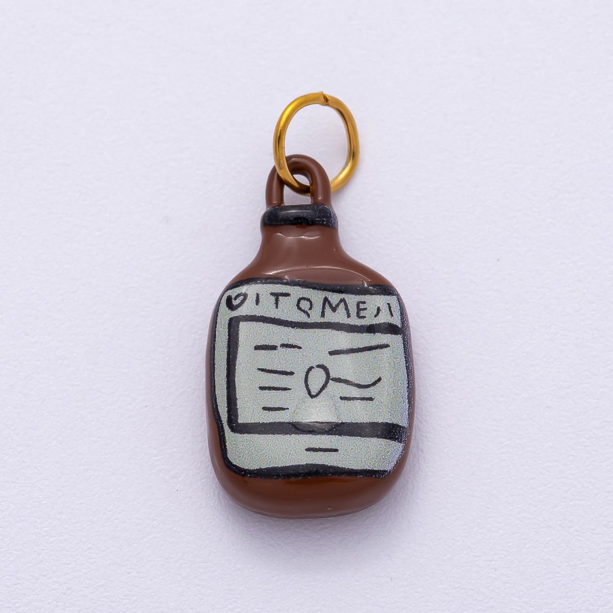 PVD Stainless Steel 22mm Brown Soda Bottle Enamel Charm | Charms - 00505 - DLUXCA