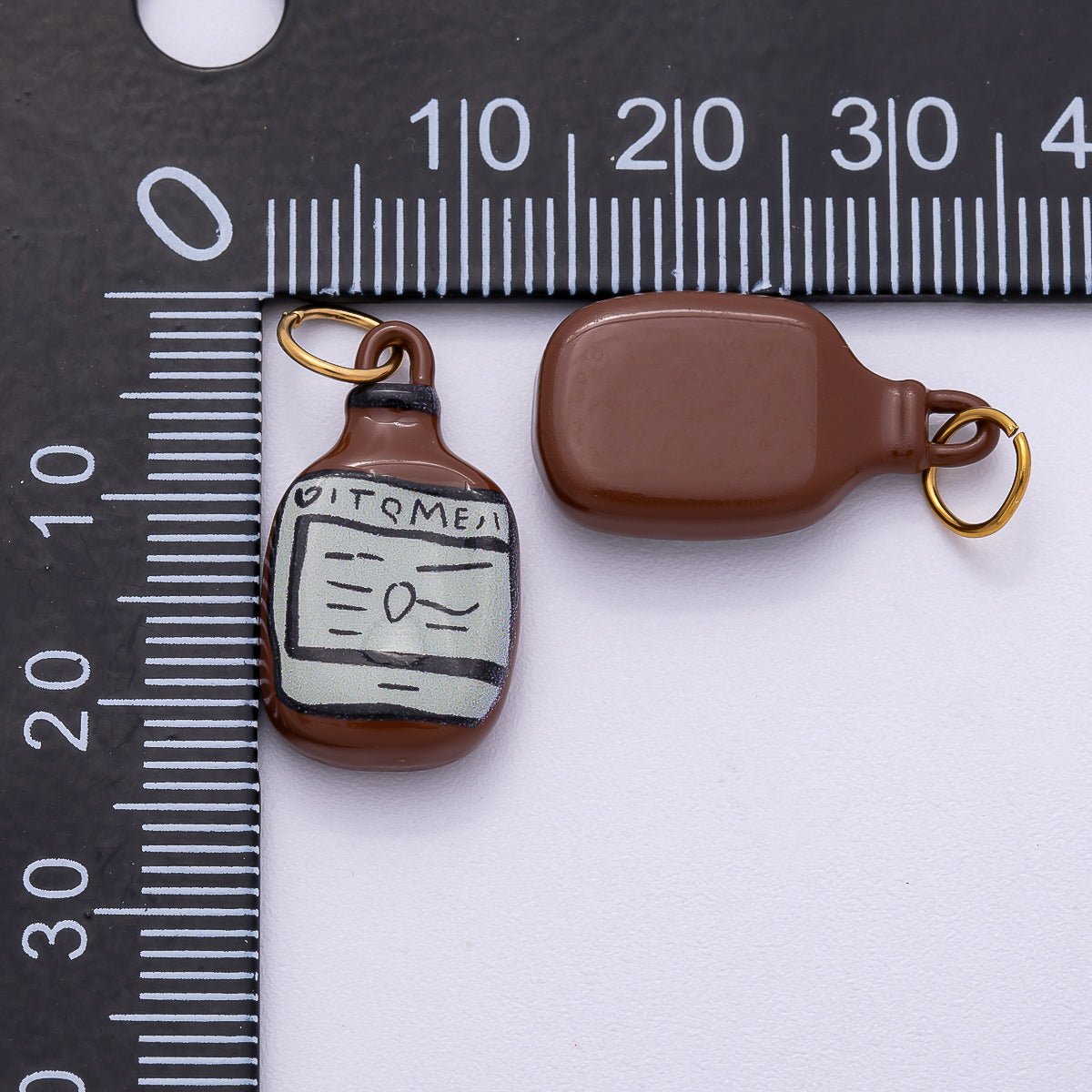 PVD Stainless Steel 22mm Brown Soda Bottle Enamel Charm | Charms - 00505 - DLUXCA