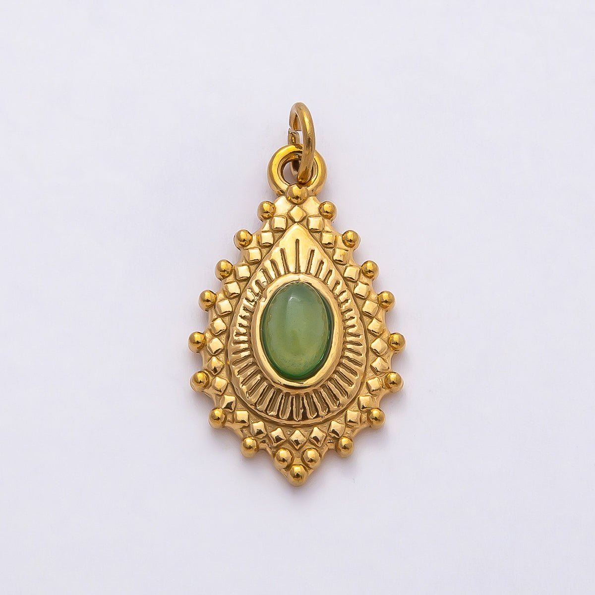 PVD Stainless Steel 22mm Lapis Lazuli, Peridot Oval Artisan Teardrop Gemstone Charm | Charms - 00791 Charms - 00792 - DLUXCA