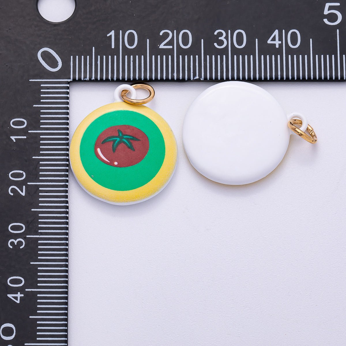 PVD Stainless Steel 23mm Tomato Multicolor Enamel Round Charm | Charms - 00500 - DLUXCA