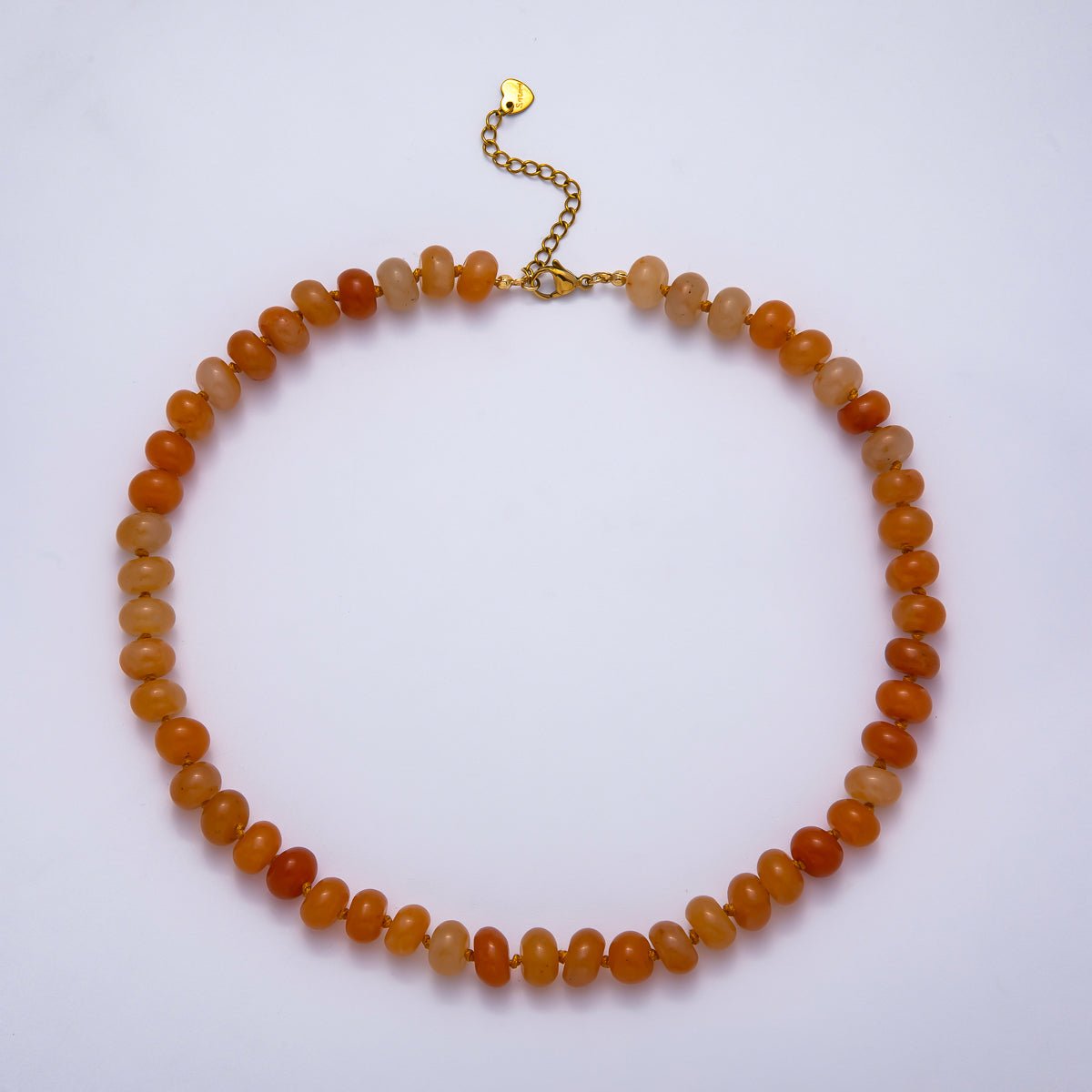 PVD Stainless Steel Natural Gemstone Rondelle Bead 17 Inch Necklace w Extender | WA - 04351 - WA - 04361 - DLUXCA