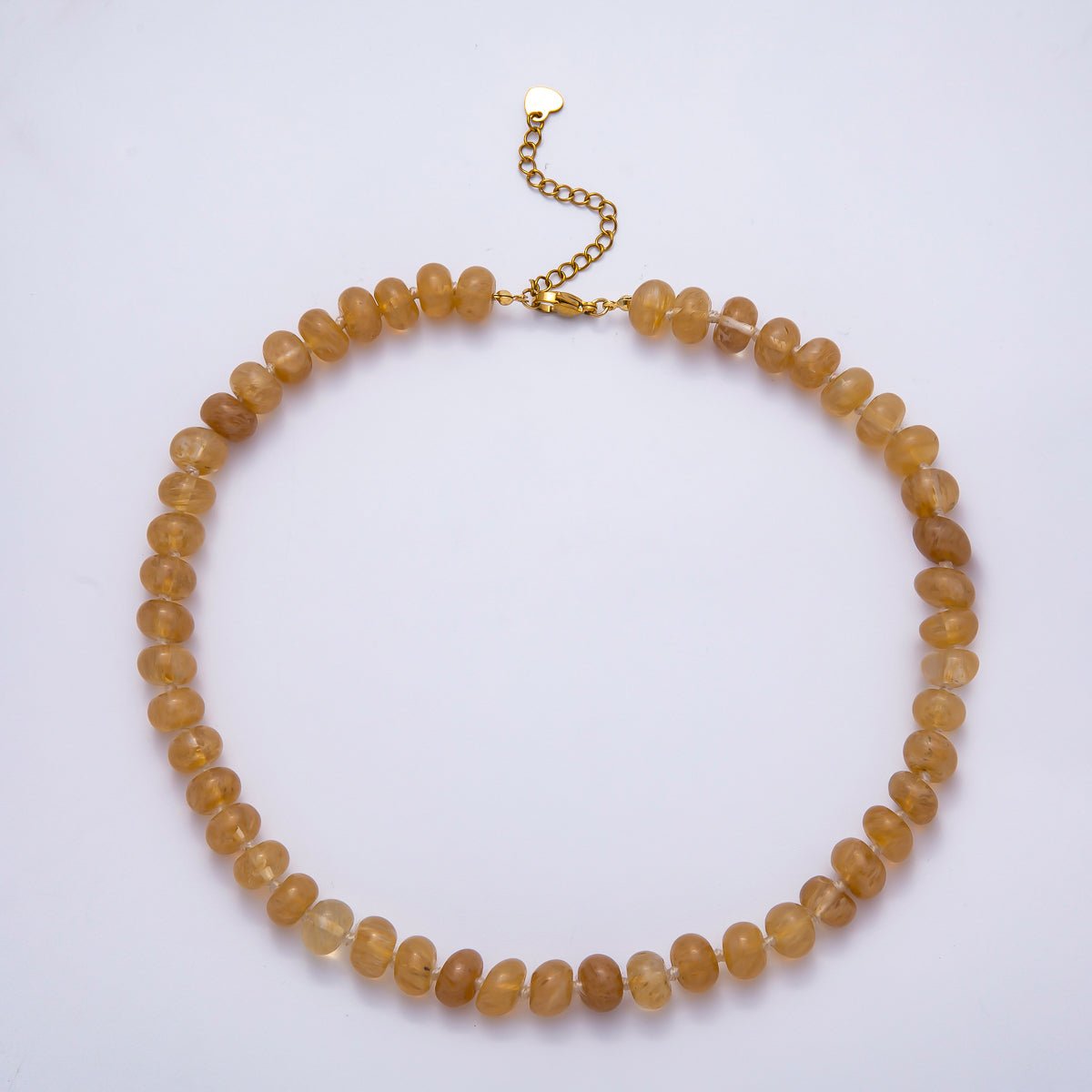 PVD Stainless Steel Natural Gemstone Rondelle Bead 17 Inch Necklace w Extender | WA - 04351 - WA - 04361 - DLUXCA
