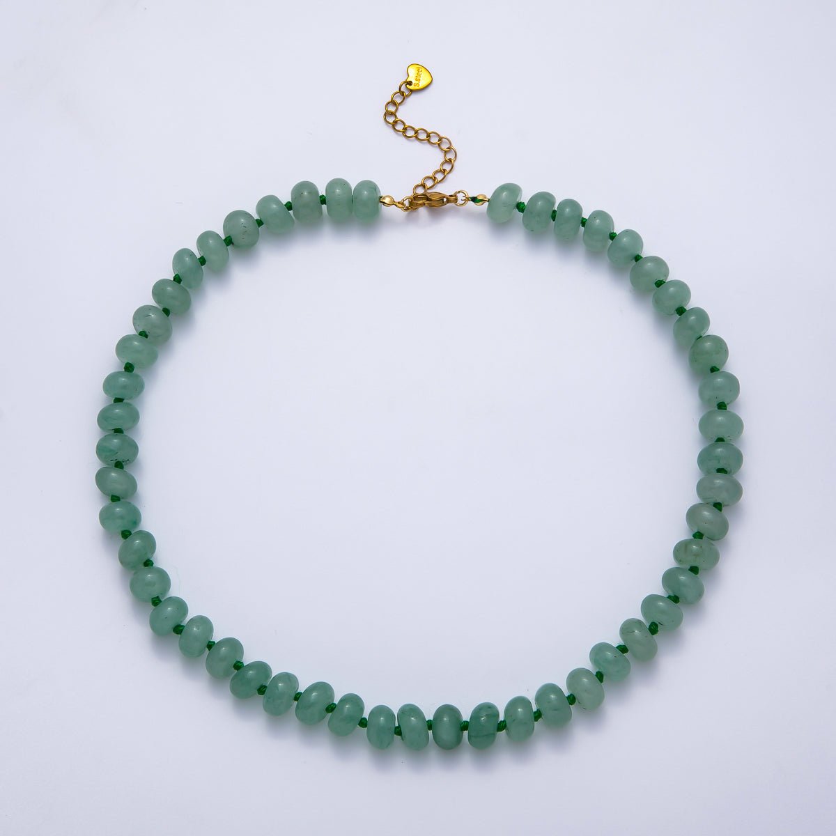 PVD Stainless Steel Natural Gemstone Rondelle Bead 17 Inch Necklace w Extender | WA - 04351 - WA - 04361 - DLUXCA