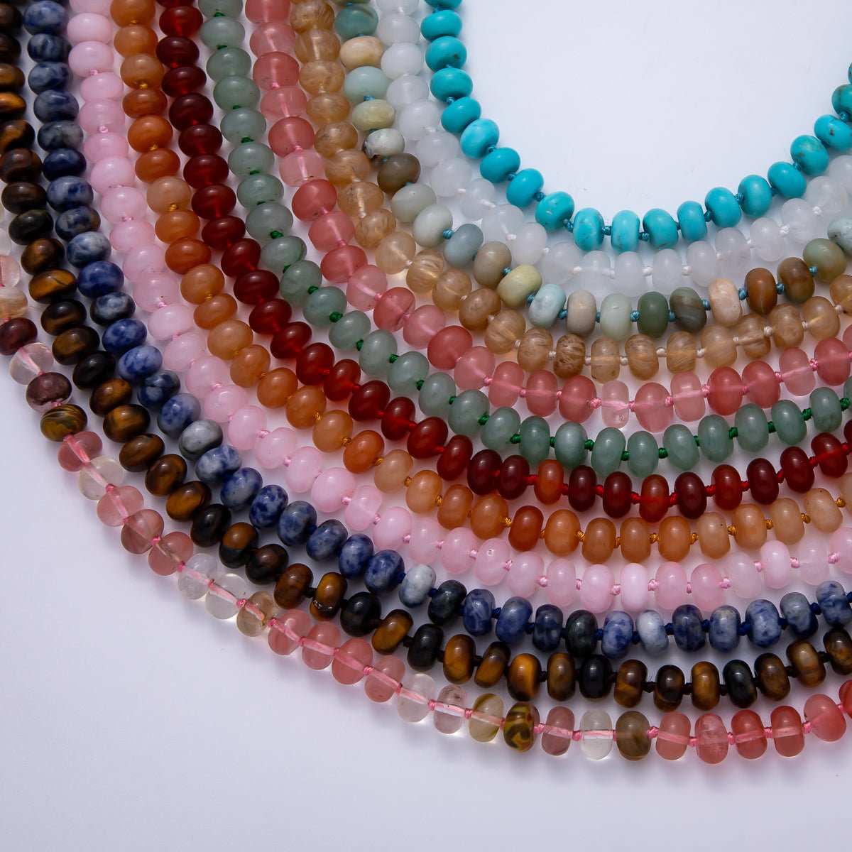 PVD Stainless Steel Natural Gemstone Rondelle Bead 17 Inch Necklace w Extender | WA - 04351 - WA - 04361 - DLUXCA