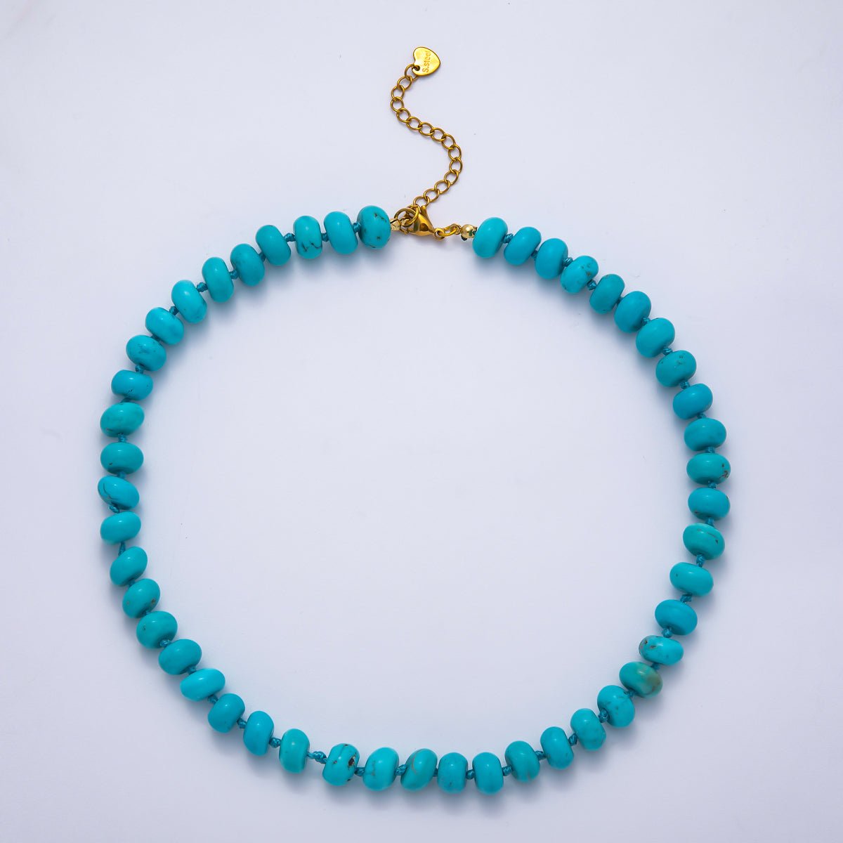 PVD Stainless Steel Natural Gemstone Rondelle Bead 17 Inch Necklace w Extender | WA - 04351 - WA - 04361 - DLUXCA
