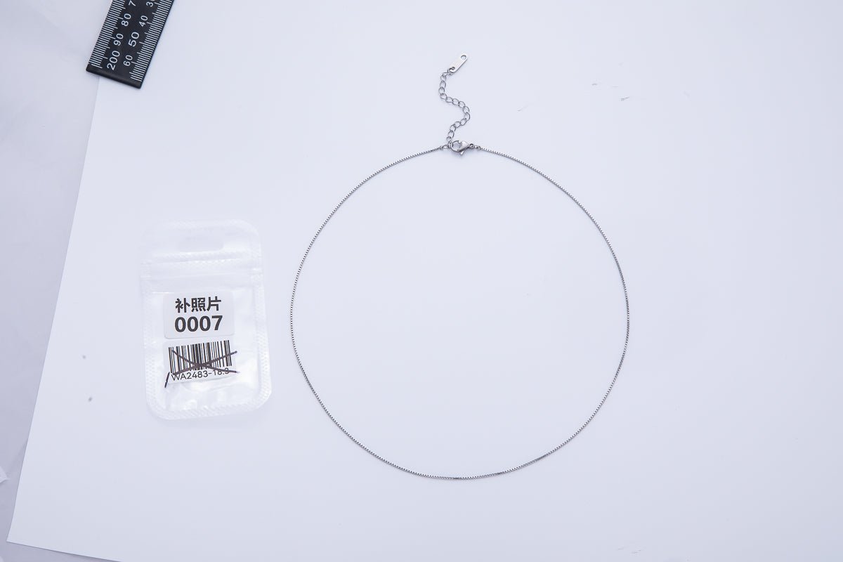 Rhodium Plated 0.9mm Minimalist Box Chain 18.35 Inch Necklace | WA - 3989 - DLUXCA