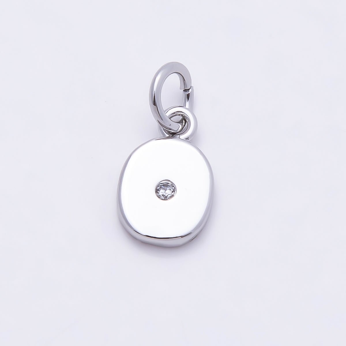 Rhodium Plated 10mm Clear CZ Geometric Number Numerology Charm | Charms-00898 ~ Charms-00907 - DLUXCA