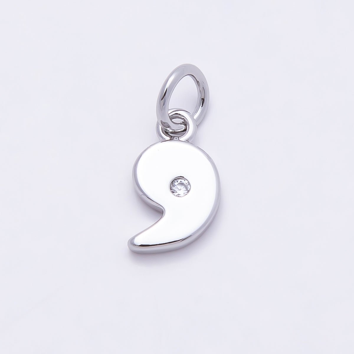 Rhodium Plated 10mm Clear CZ Geometric Number Numerology Charm | Charms-00898 ~ Charms-00907 - DLUXCA