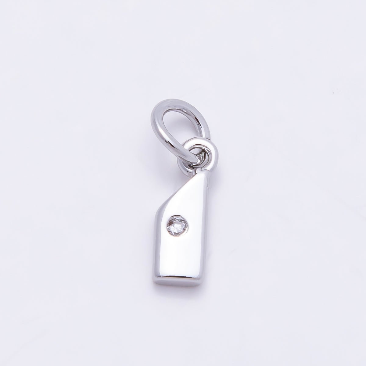 Rhodium Plated 10mm Clear CZ Geometric Number Numerology Charm | Charms-00898 ~ Charms-00907 - DLUXCA