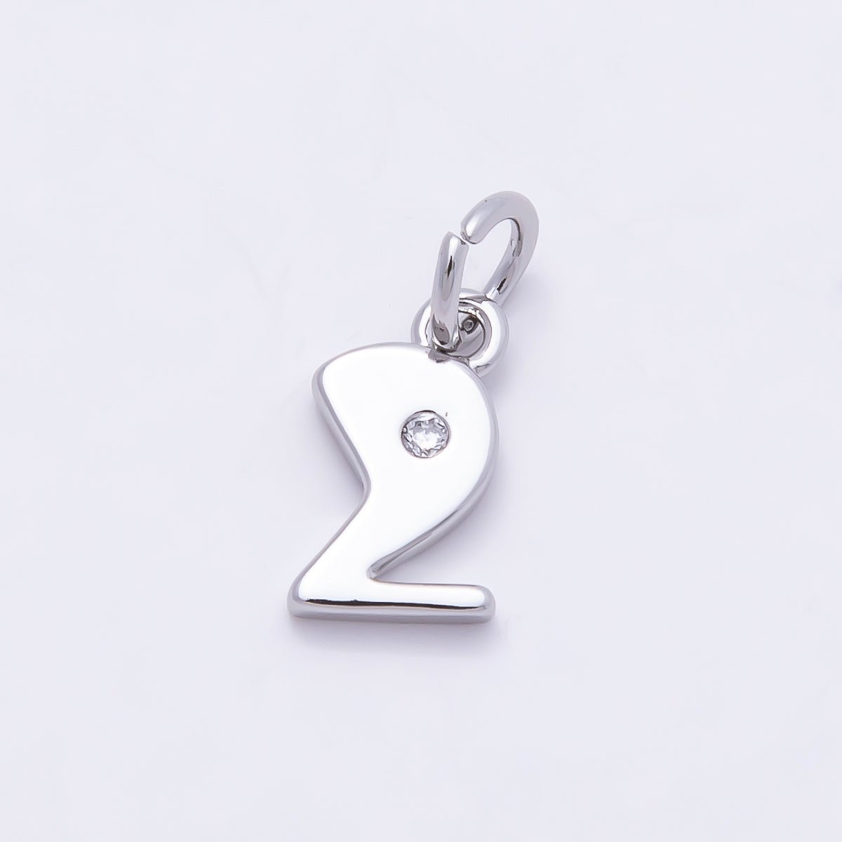 Rhodium Plated 10mm Clear CZ Geometric Number Numerology Charm | Charms-00898 ~ Charms-00907 - DLUXCA