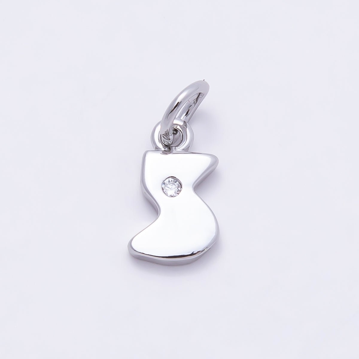 Rhodium Plated 10mm Clear CZ Geometric Number Numerology Charm | Charms-00898 ~ Charms-00907 - DLUXCA