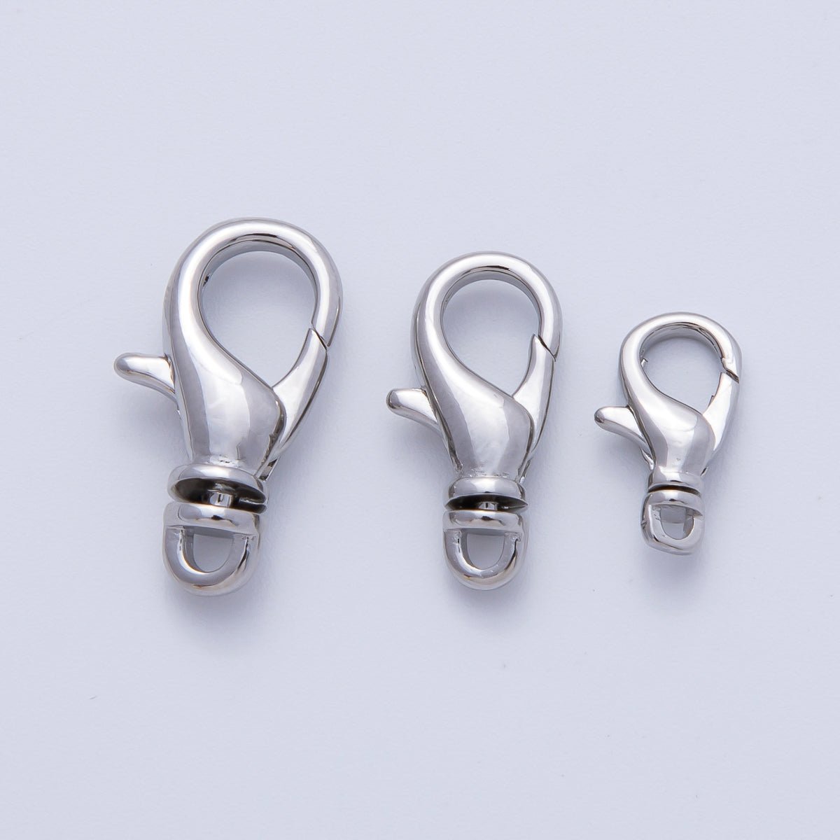 Rhodium Plated 11.7mm, 15.7mm, 17.8mm Minimalist Swivel Lobster Clasps Closure Finding | Z1617 - Z1619 - DLUXCA