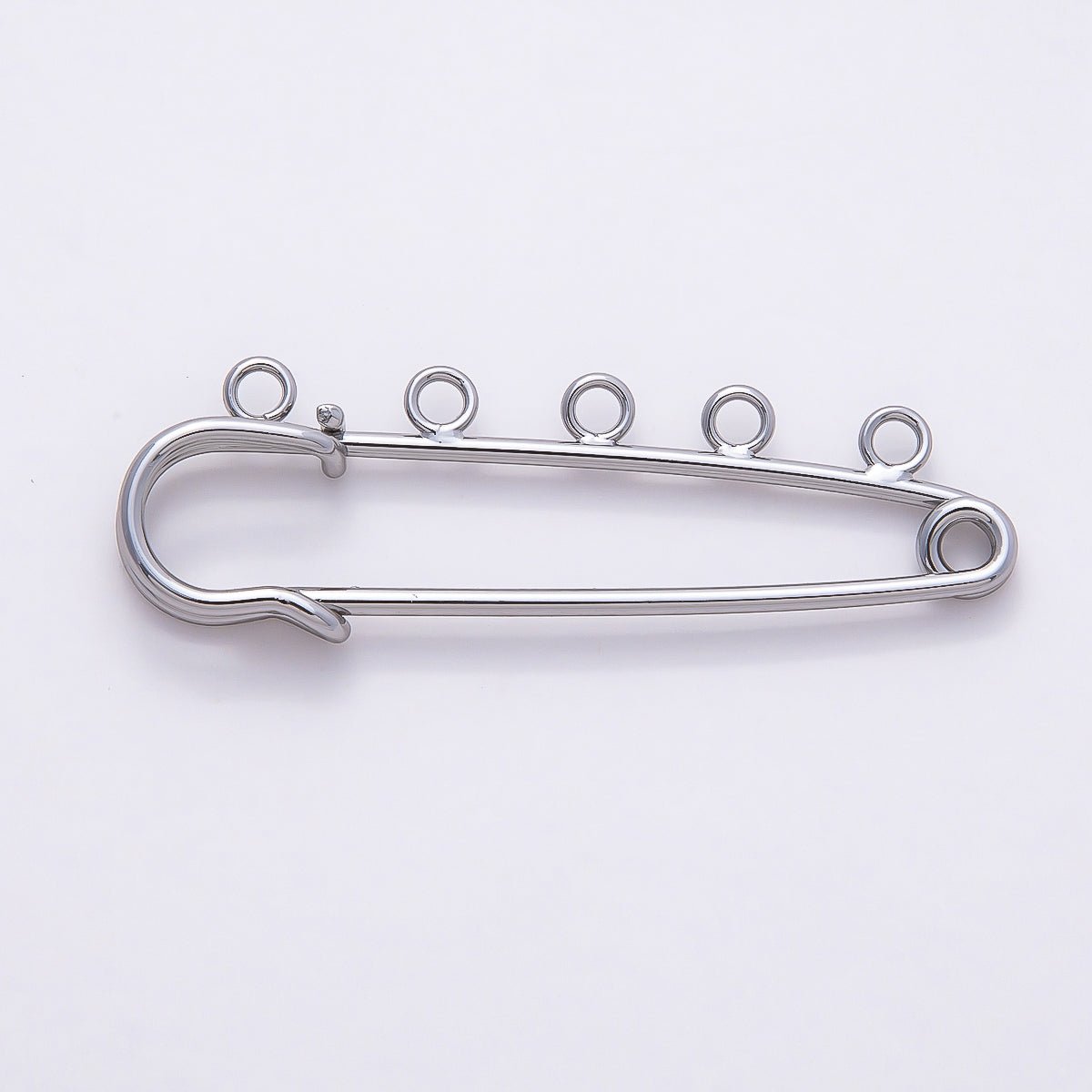Rhodium Plated 11mm Minimalist Five Loops Safety Pin | Findings - 00165 - DLUXCA