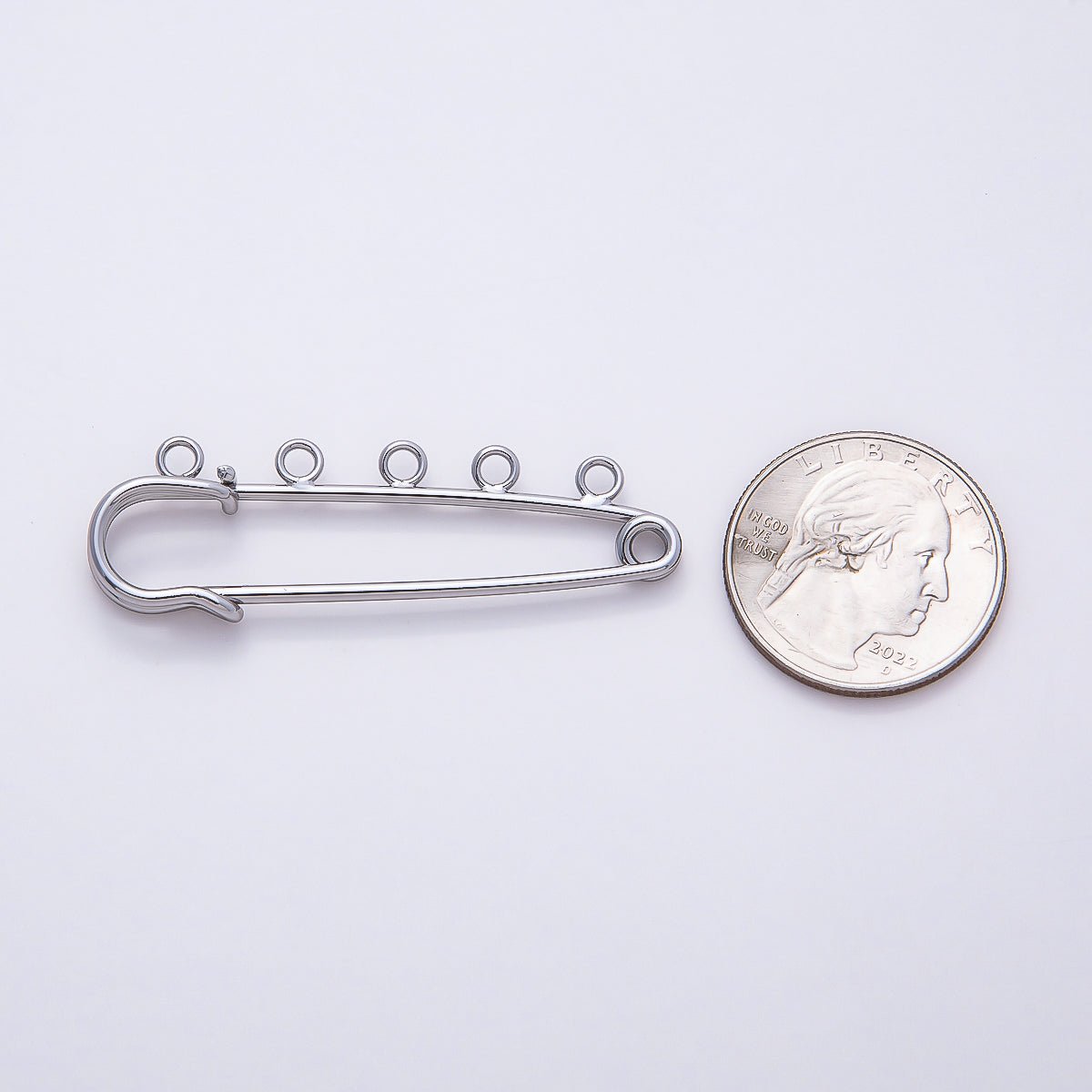 Rhodium Plated 11mm Minimalist Five Loops Safety Pin | Findings - 00165 - DLUXCA