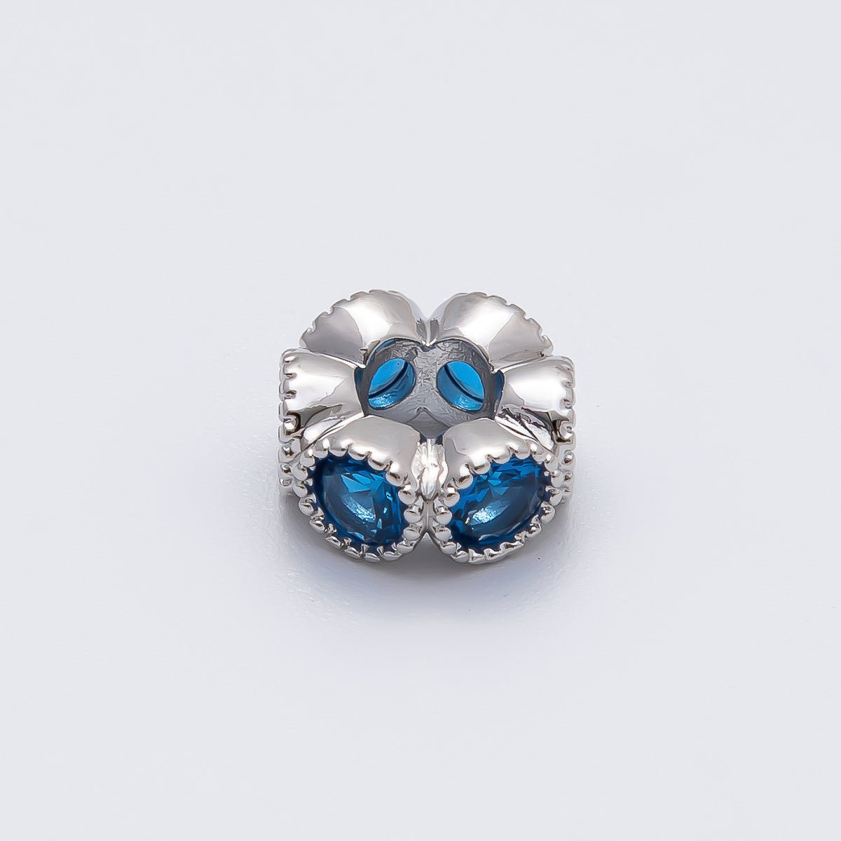 Rhodium Plated 11mm Personalized Round Beaded Birthstone CZ Rondelle Spacer Set | Beads - 00208 - Beads - 00219 - DLUXCA