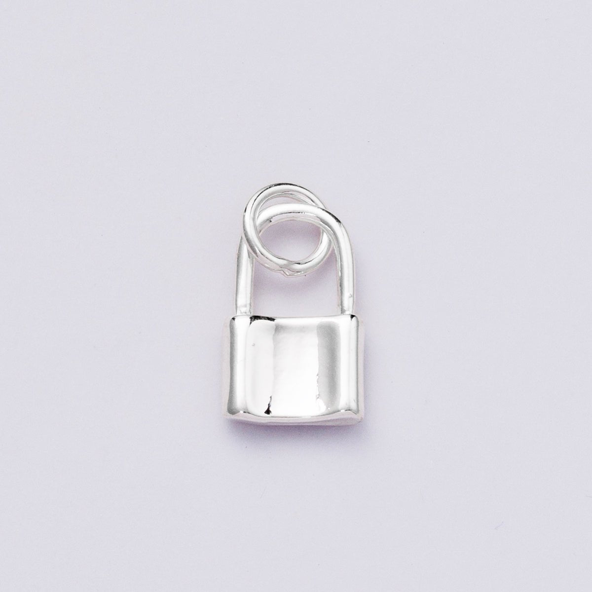 Rhodium Plated 12mm Minimalist Padlock Mini Charm | Charms - 00449 - DLUXCA