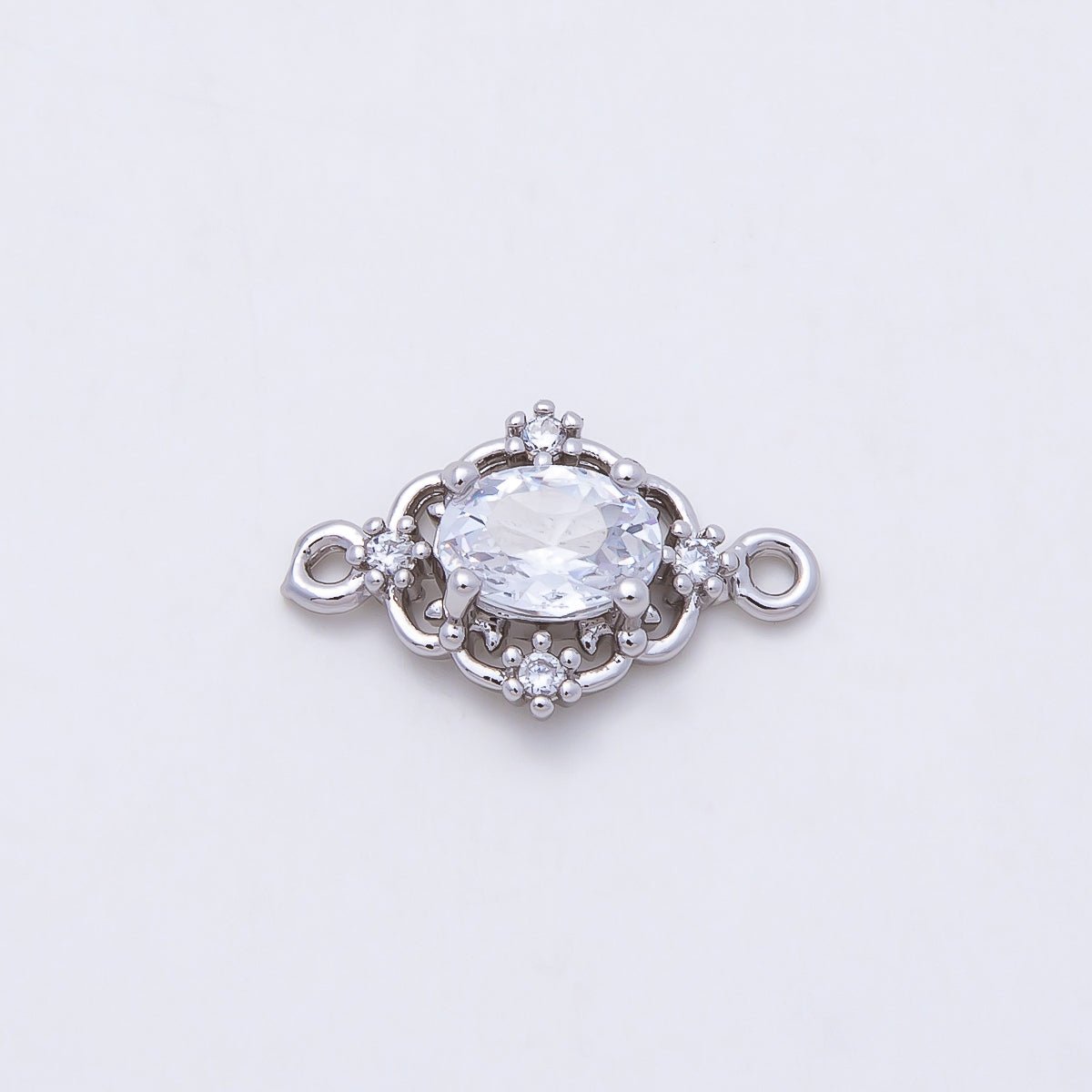 Rhodium Plated 17mm Clear, Pink, Purple CZ Artisan Connector | Connectors-00021 - Connectors-00023 - DLUXCA