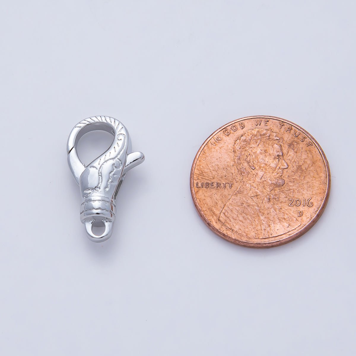 Rhodium Plated 18mm Lined Engraved Lobster Claw Clasps Finding | Z1616 - DLUXCA