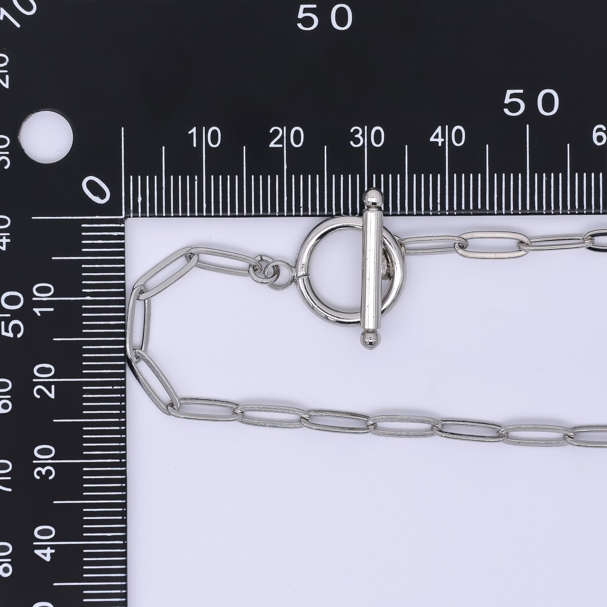 Rhodium Plated 3.5mm Toggle Paperclip Chain 19.5 Inch Necklace w. Extender | WA - 3243 - DLUXCA