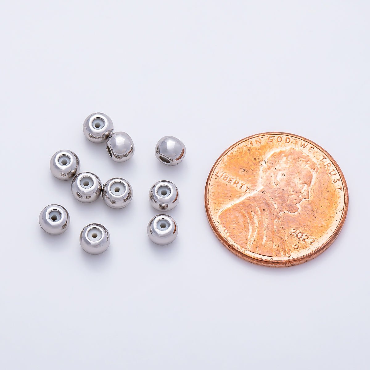 Rhodium Plated 4mm Silicone Rubber Slide Bead | Findings-00406 - DLUXCA