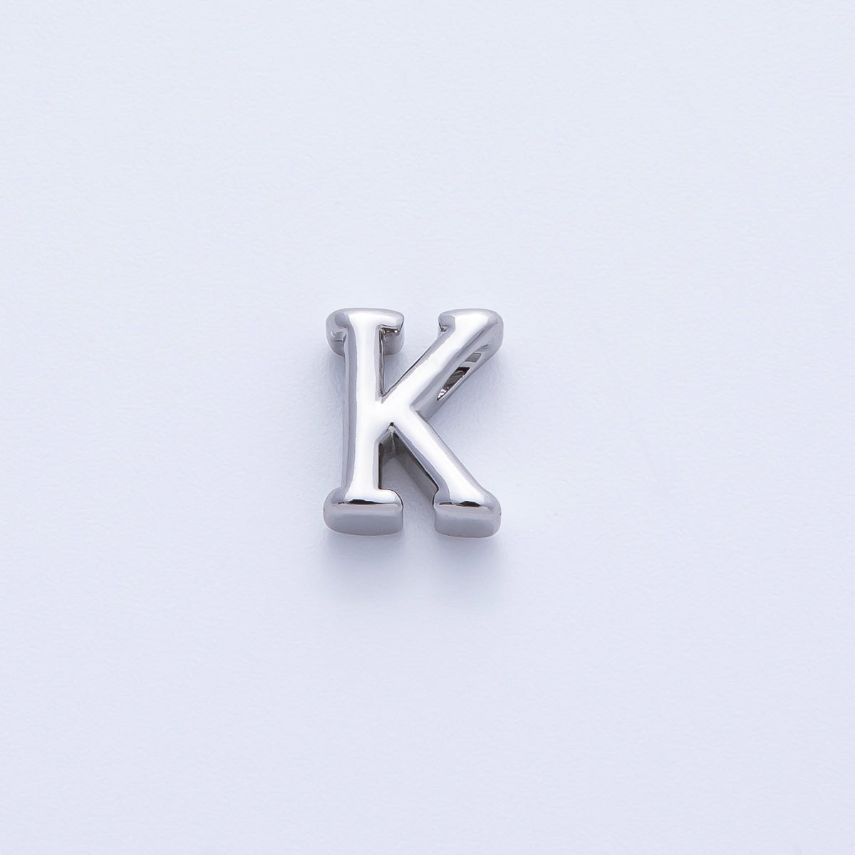Rhodium Plated 8.5mm Minimalist Greek Initial Alphabet Letter Personalized Bead | AF248 - AF259 - DLUXCA