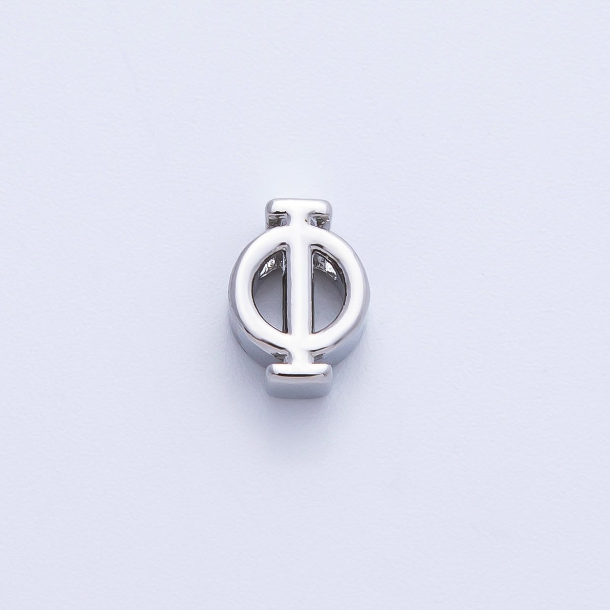Rhodium Plated 8.5mm Minimalist Greek Initial Alphabet Letter Personalized Bead | AF248 - AF259 - DLUXCA