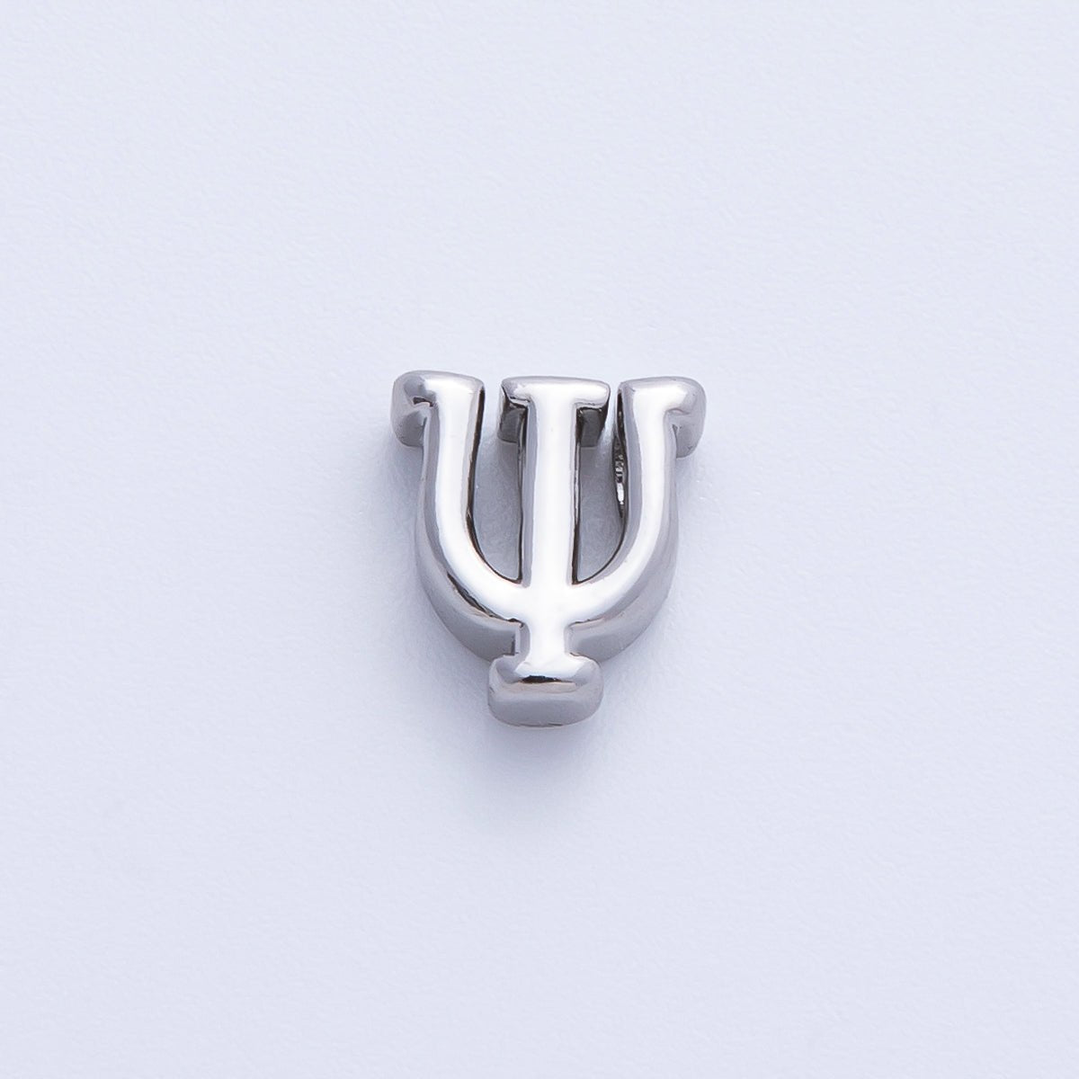 Rhodium Plated 8.5mm Minimalist Greek Initial Alphabet Letter Personalized Bead | AF248 - AF259 - DLUXCA