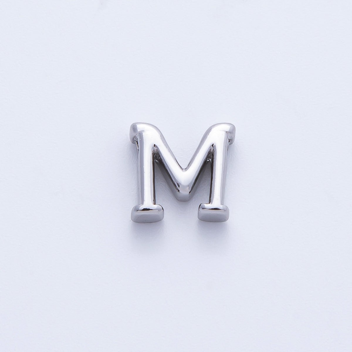 Rhodium Plated 8.5mm Minimalist Greek Initial Alphabet Letter Personalized Bead | AF248 - AF259 - DLUXCA