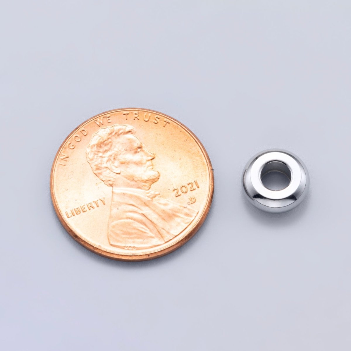 Rhodium Plated 8mm Minimalist Rondelle Spacer Beads by 10 Pieces | Findings - 00164 - DLUXCA