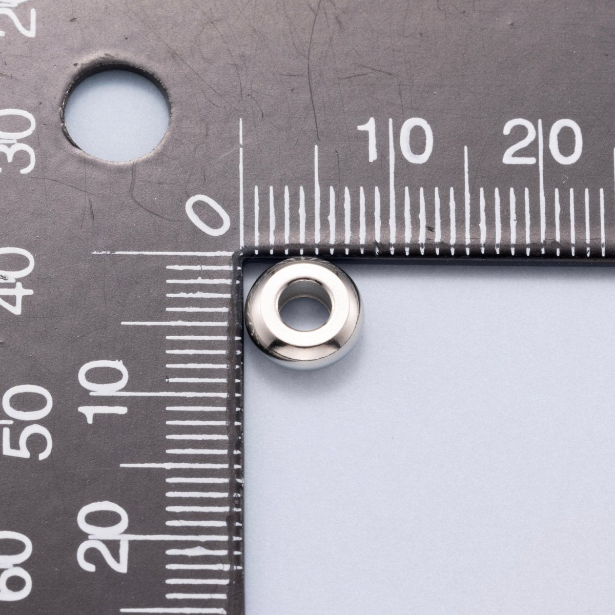 Rhodium Plated 8mm Minimalist Rondelle Spacer Beads by 10 Pieces | Findings - 00164 - DLUXCA