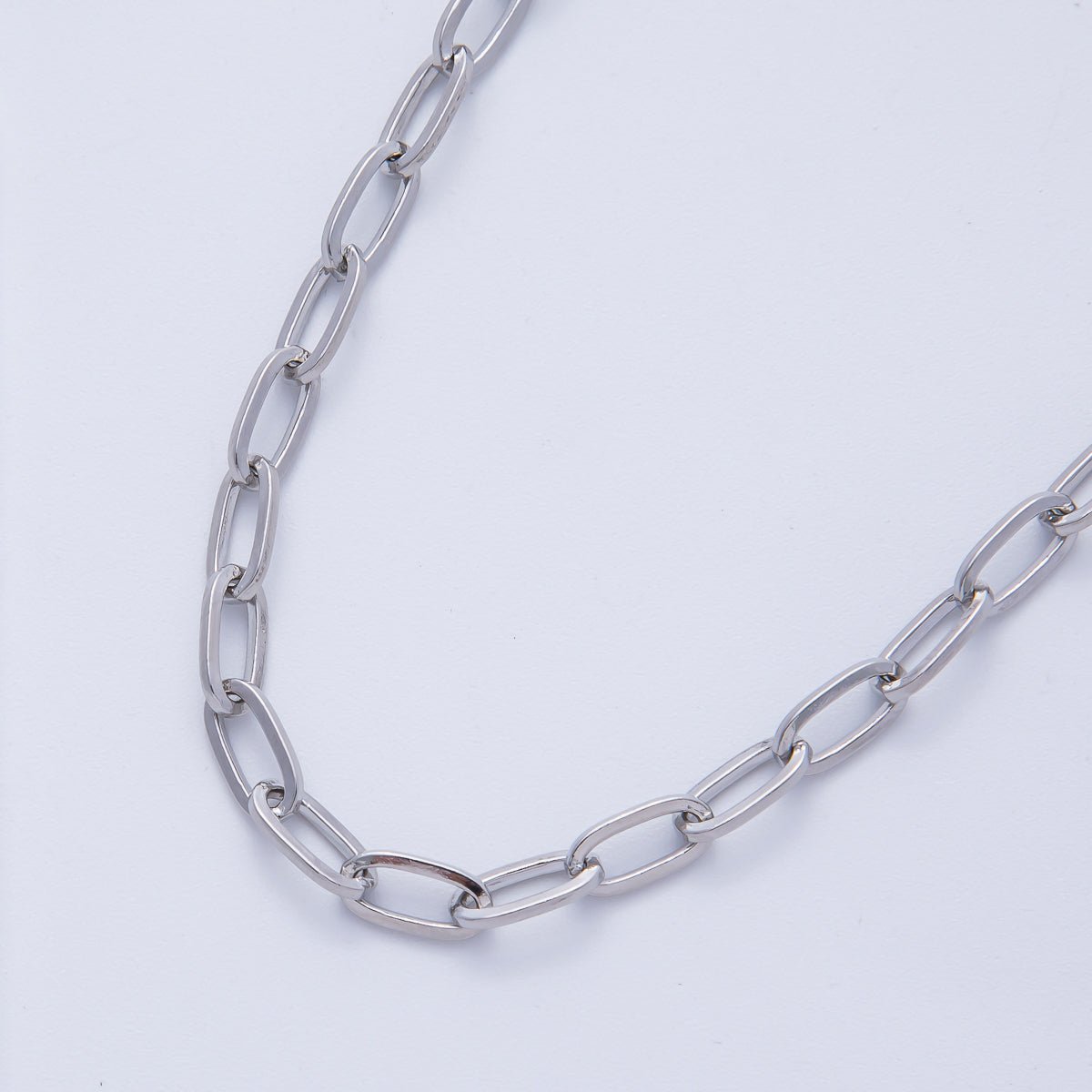 Rhodium Plated 9.5mm x 4.7mm Minimalist Paperclip Unfinished Chain by Yard | Roll - 01846 - DLUXCA