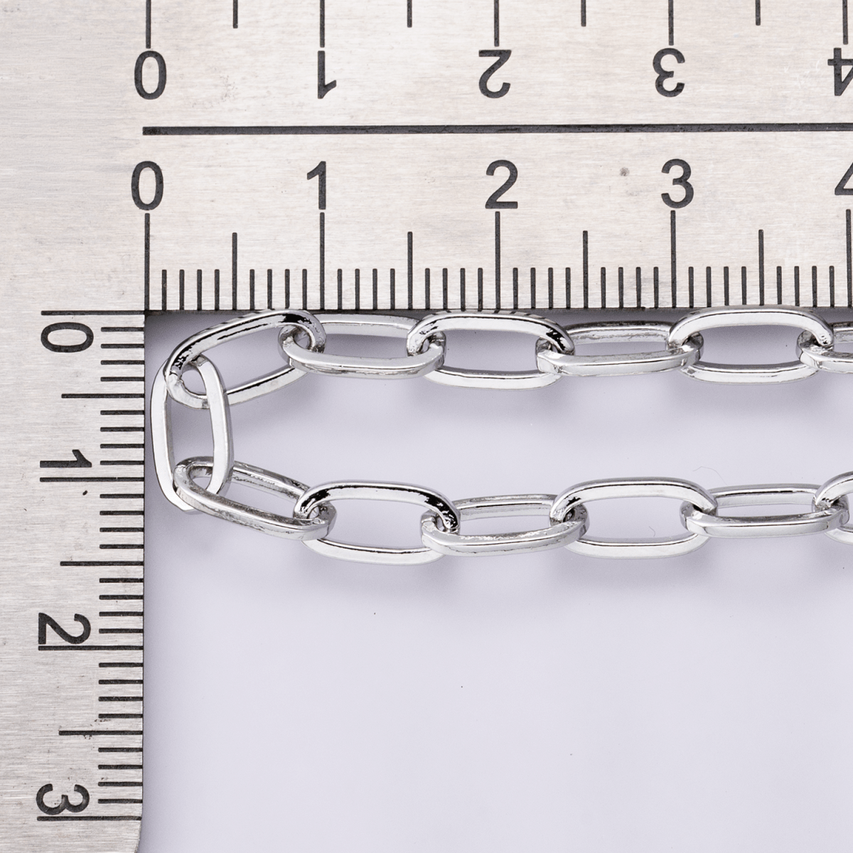 Rhodium Plated 9.5mm x 4.7mm Minimalist Paperclip Unfinished Chain by Yard | Roll - 01851 - DLUXCA