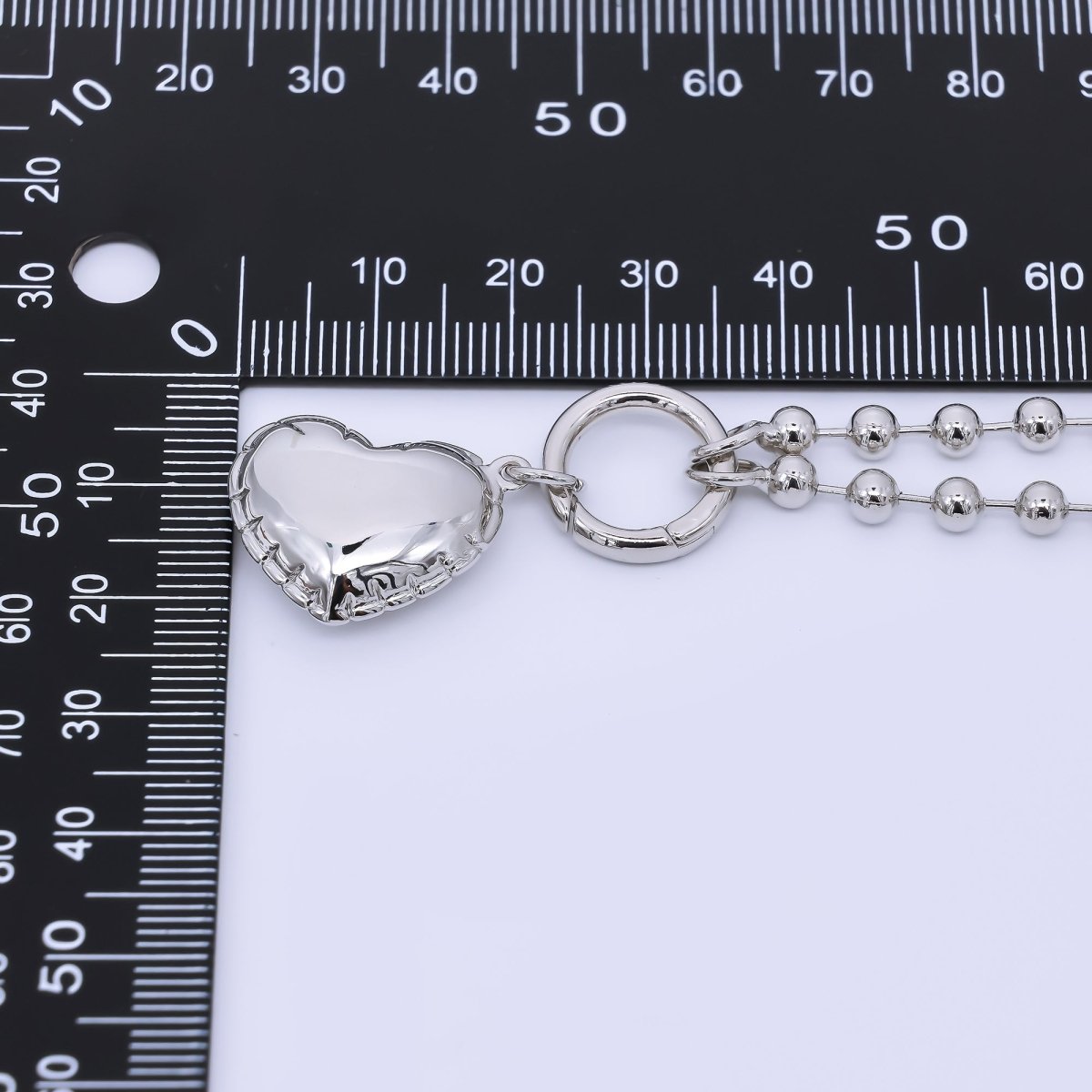 Rhodium Plated Chubby Heart Round Bead Ball Keychain Accessories | Z1329 - DLUXCA
