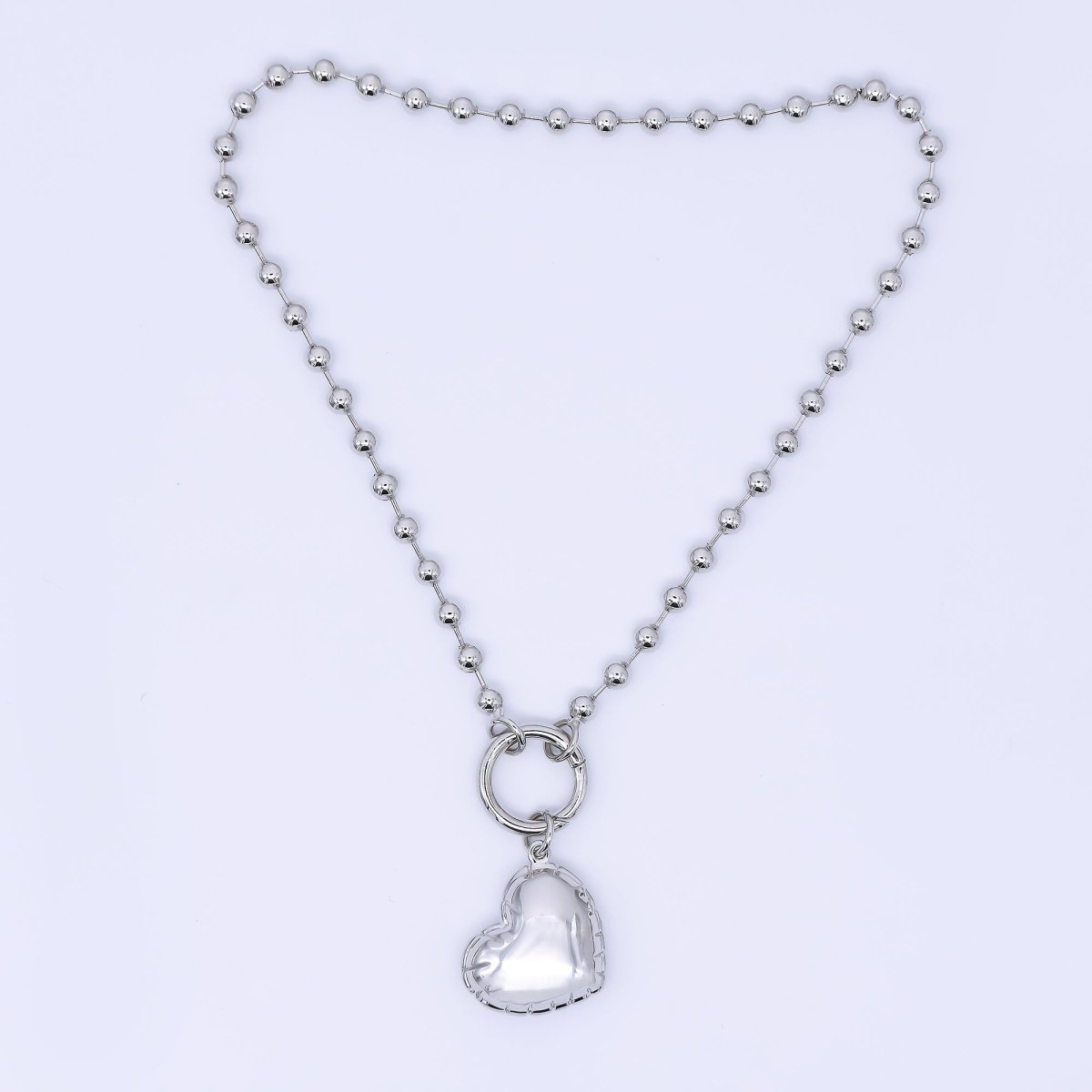 Rhodium Plated Chubby Heart Round Bead Ball Keychain Accessories | Z1329 - DLUXCA