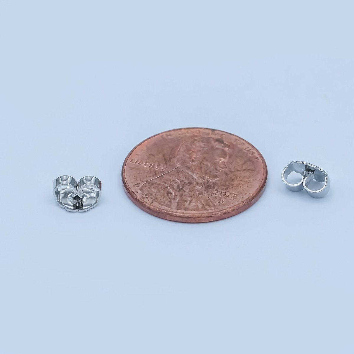 Rhodium Plated Minimalist Ear Backing Set | Z1144 - DLUXCA