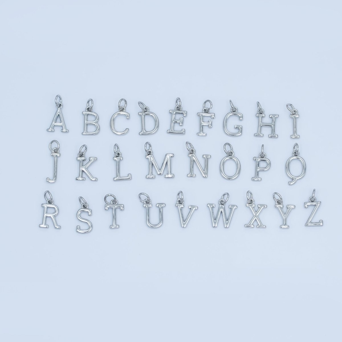 Rhodium Plated Minimalist Initial Letter Charm | A141 - A153 - DLUXCA