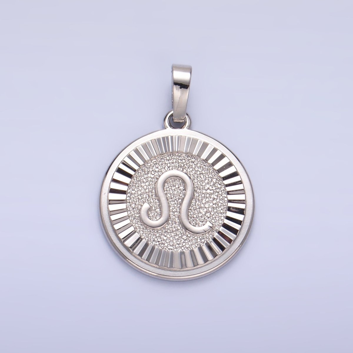 Rhodium Plated Zodiac Sign Sunburst Round Pendant | A1301 - A1306 - DLUXCA