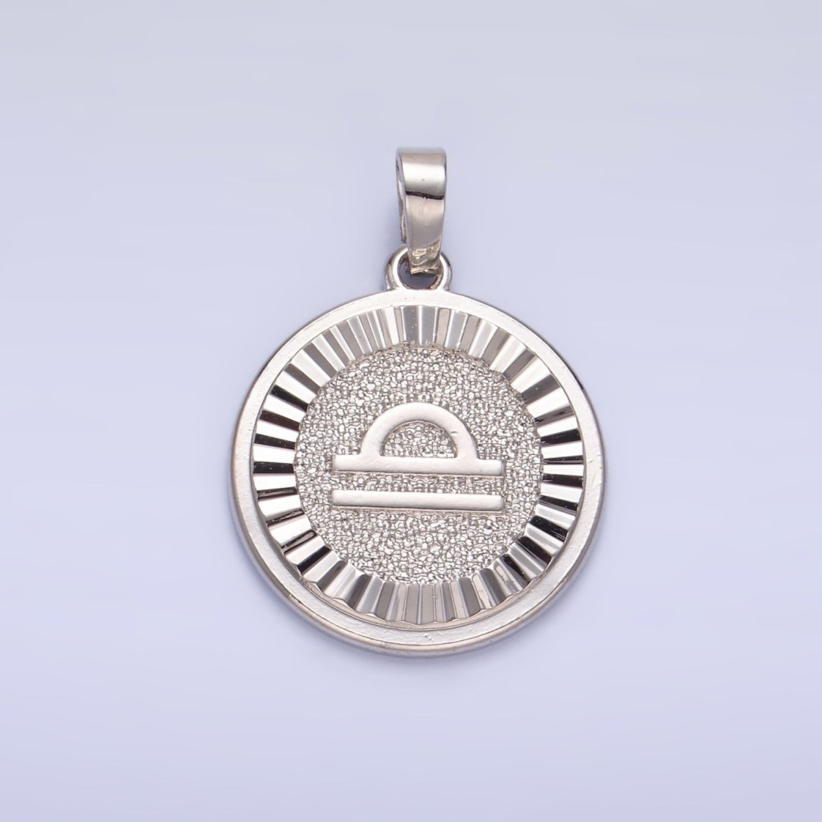 Rhodium Plated Zodiac Sign Sunburst Round Pendant | A1301 - A1306 - DLUXCA