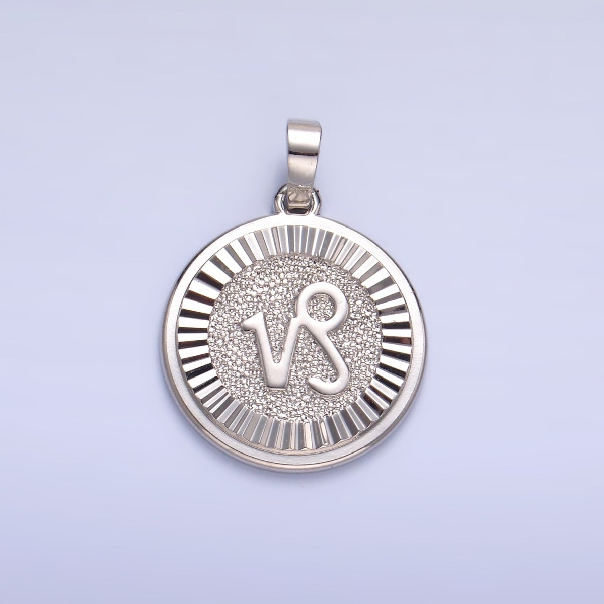 Rhodium Plated Zodiac Sign Sunburst Round Pendant | A1301 - A1306 - DLUXCA