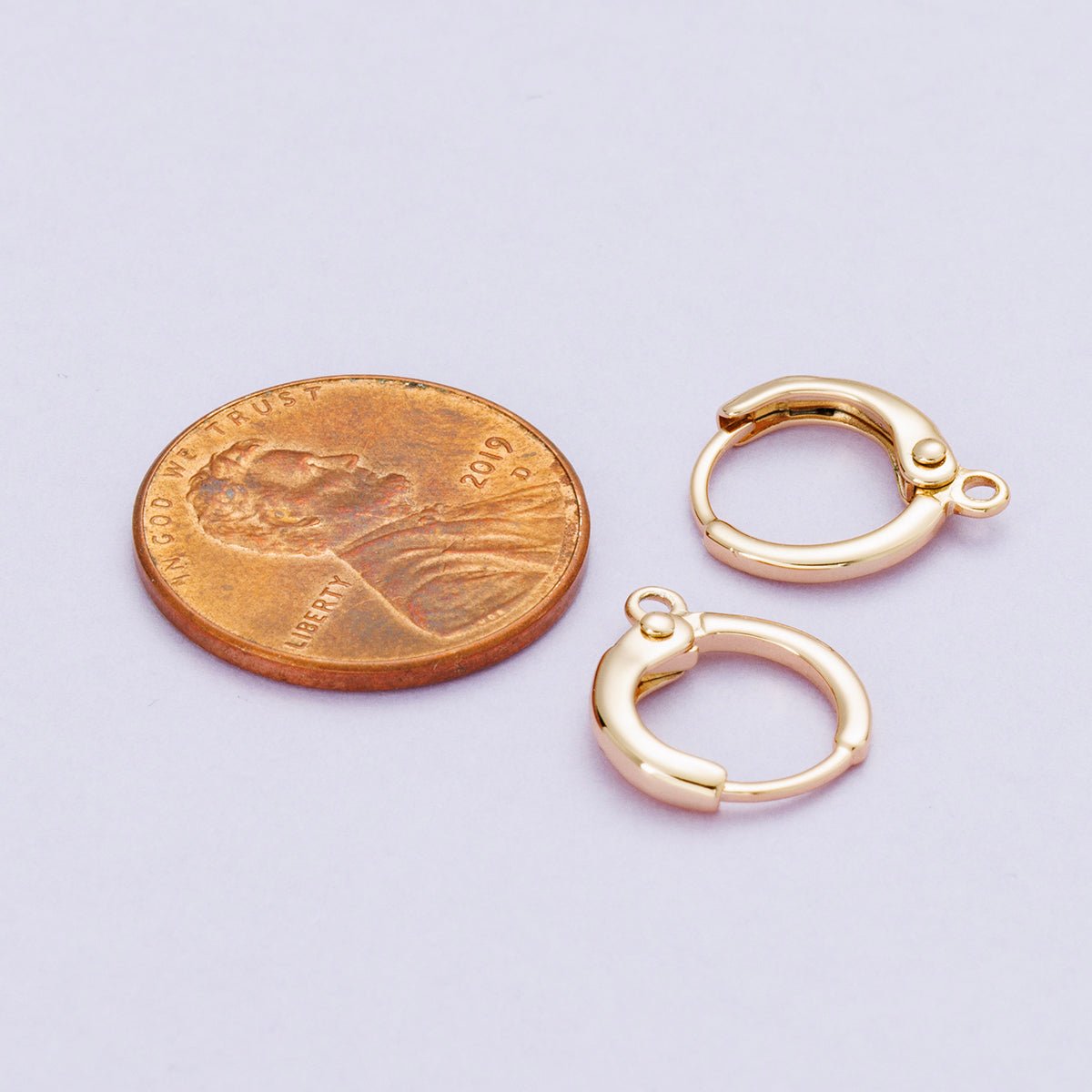 Rose Gold Filled 11.5mm Minimalist Open Loop Drop Huggie Earrings | Findings - 00090 - DLUXCA