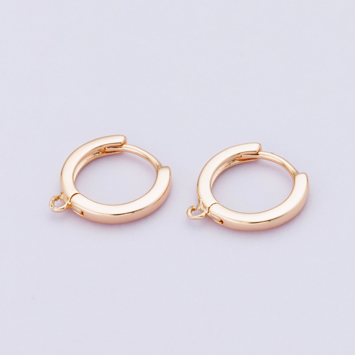 Rose Gold Filled 13.5mm Minimalist Open Loop Drop Huggie Earrings | Findings - 00092 - DLUXCA