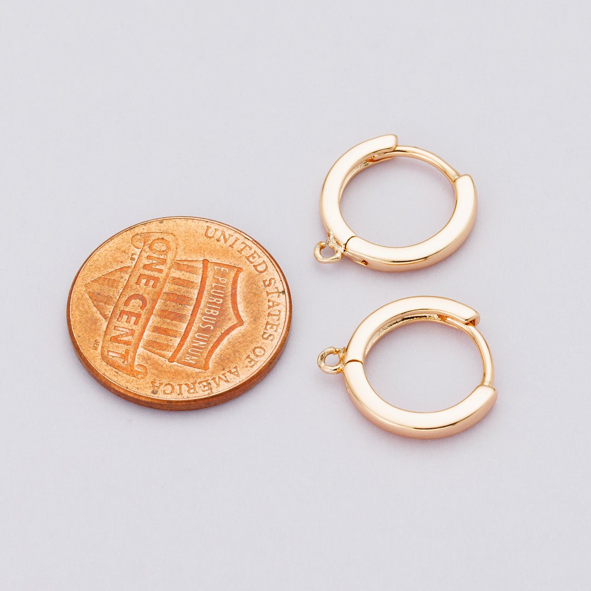 Rose Gold Filled 13.5mm Minimalist Open Loop Drop Huggie Earrings | Findings - 00092 - DLUXCA