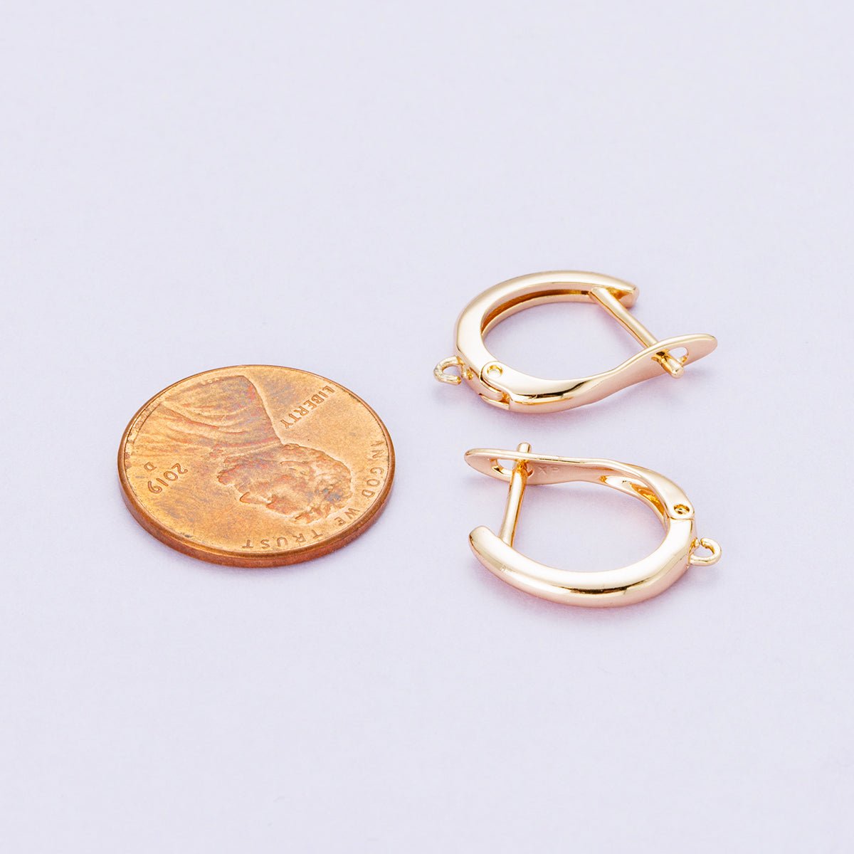 Rose Gold Filled 19.5mm Minimalist Open Loop English Lock Hoop Earrings | Findings - 00084 - DLUXCA