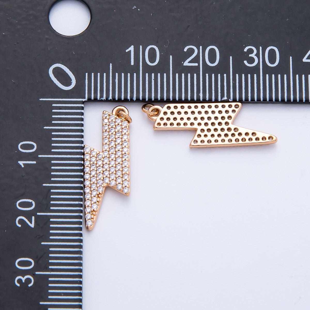 Rose Gold Filled 22mm Micro Paved CZ Lightning Bolt Charm | Charms - 00388 Charms - 00389 - DLUXCA