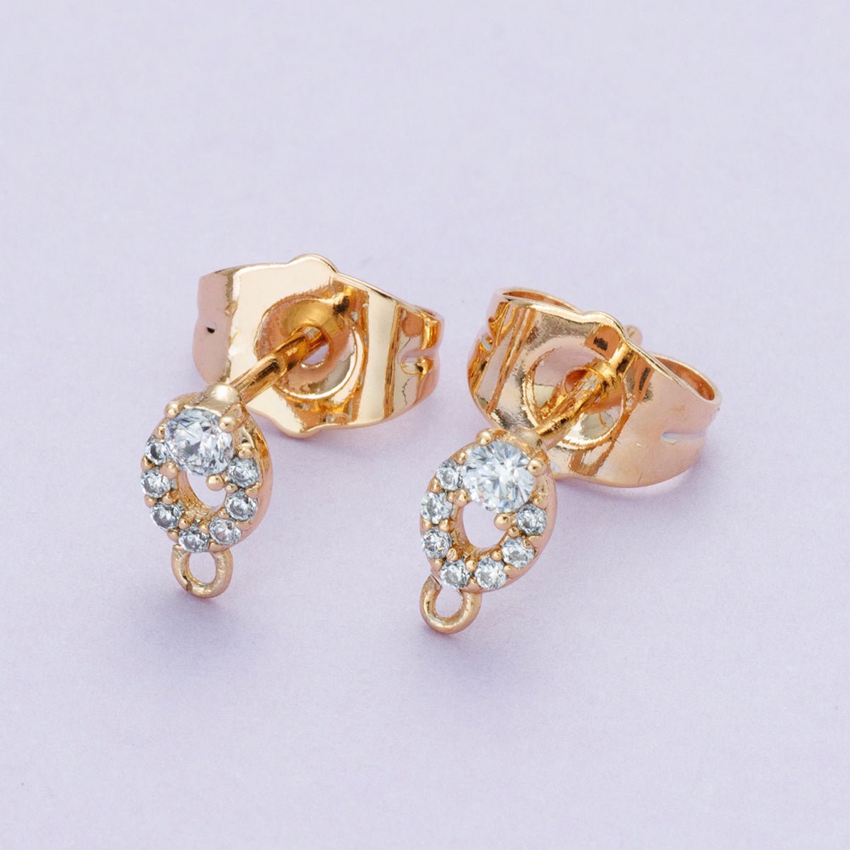 Rose Gold Filled 7mm Gradient Micro Paved CZ Open Oval Drop Stud Earrings | Findings - 00091 - DLUXCA