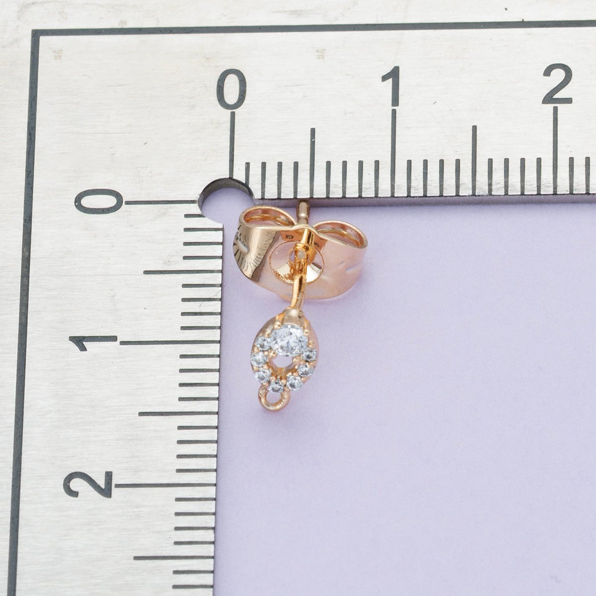 Rose Gold Filled 7mm Gradient Micro Paved CZ Open Oval Drop Stud Earrings | Findings - 00091 - DLUXCA