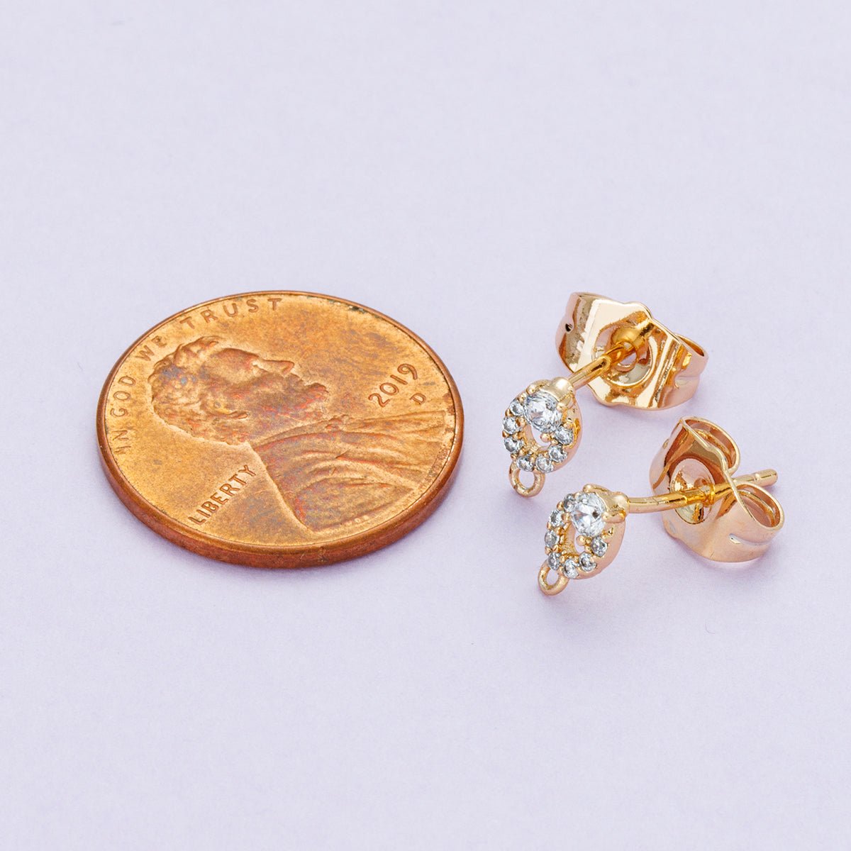 Rose Gold Filled 7mm Gradient Micro Paved CZ Open Oval Drop Stud Earrings | Findings - 00091 - DLUXCA