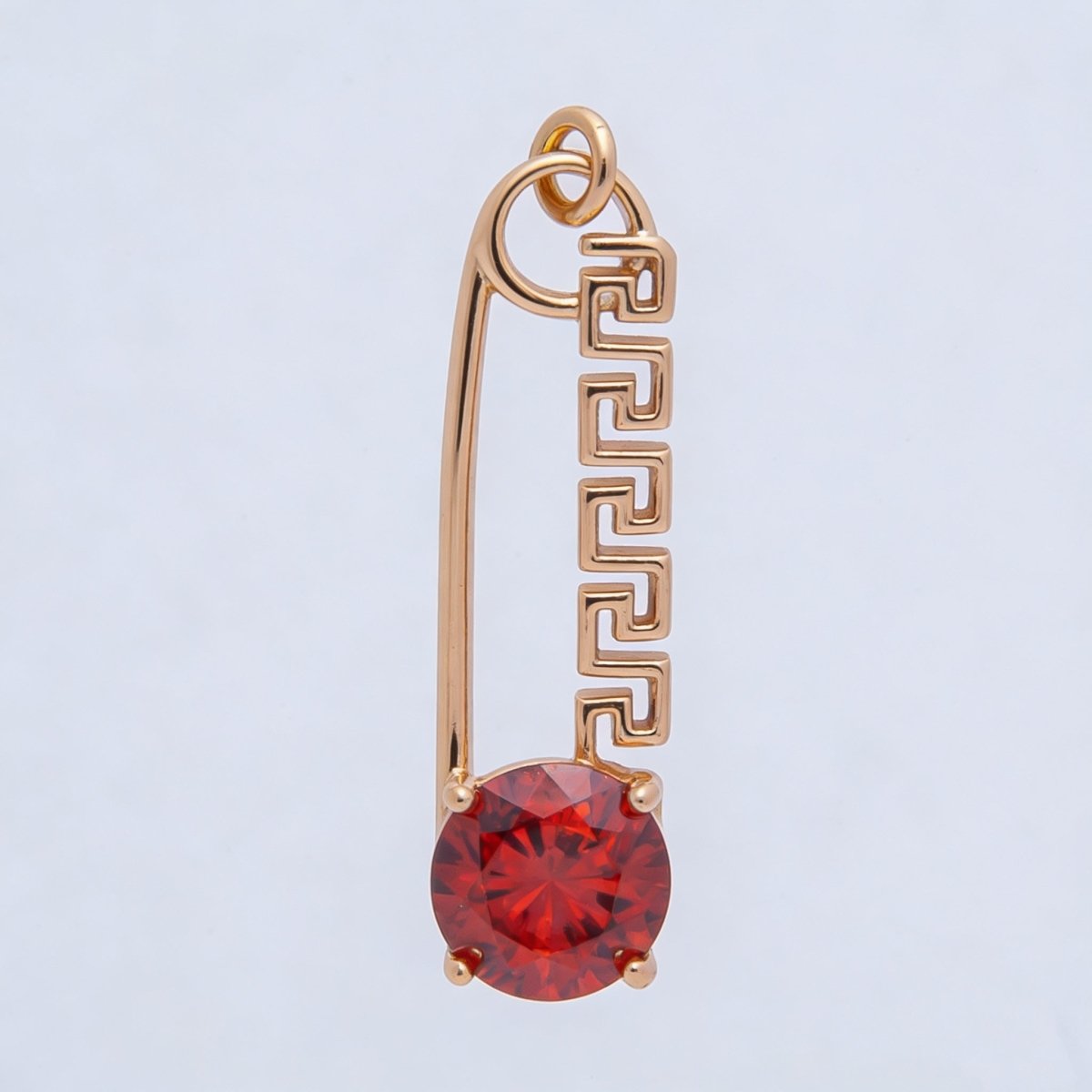 Rose Gold Red, Green, Blue, Pink, Clear CZ Geometric Safety Pin Charm | Charms - 00377 - Charms - 00386 - DLUXCA