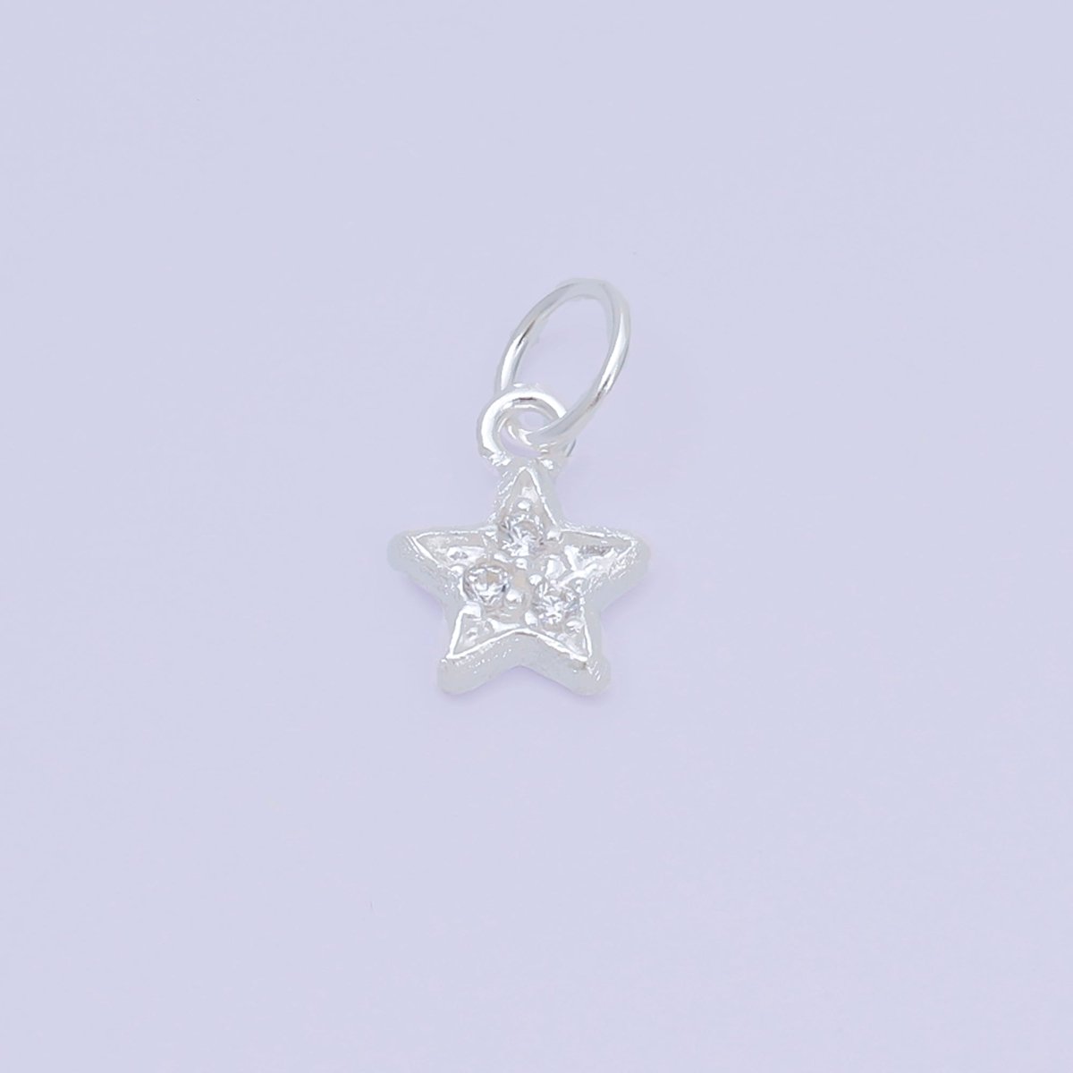 S925 Sterling Silver 10mm Micro Paved CZ Sparkle Little Star Dainty Charm | SL - 679 - DLUXCA