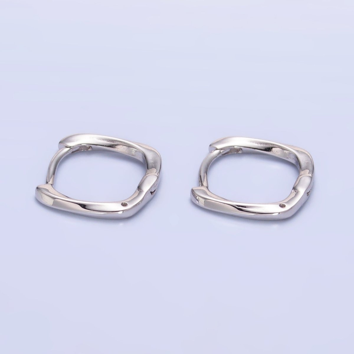 S925 Sterling Silver 11mm Molten Square Cartilage Huggie Earrings | SL - 560 - DLUXCA